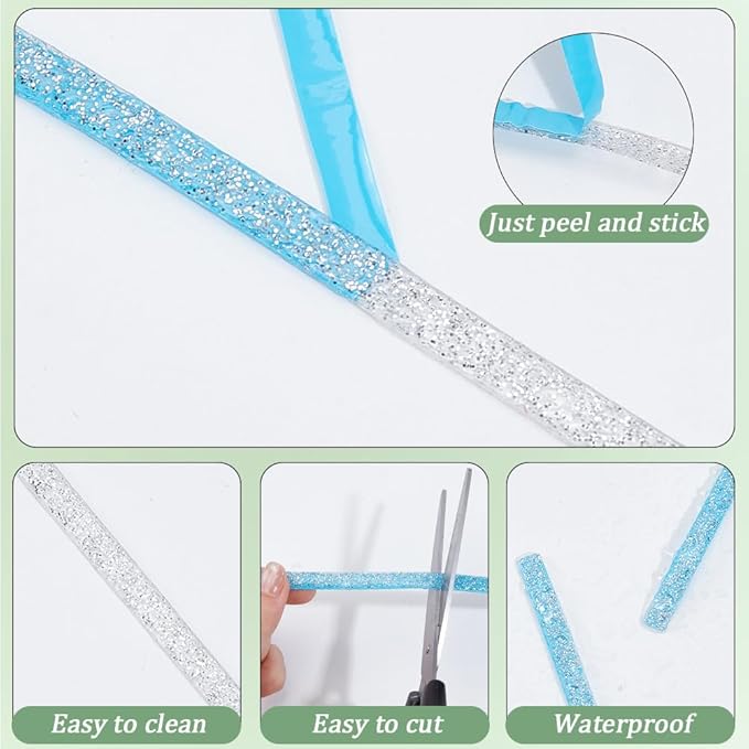 GORGECRAFT 3Pcs 6m Caulk Strip 8mm Self Adhesive Silver Waterproof Caulking Strip Peel and Stick Tape Roll Bathroom Corner Ceramic Tile Caulking Gap Tape for Shower Bathtub Bathroom Toilet