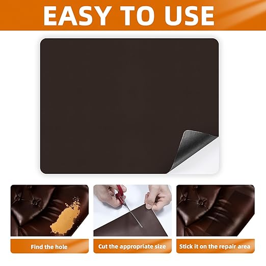 BSZHTECH Leather Repair Tape Self-Adhesive Leather Repair Patch for Couch Furniture Sofas Car Seats Advanced PU Vinyl Leather Repair Kit(Dark Coffee,2Pcs 8.2X11 inch)