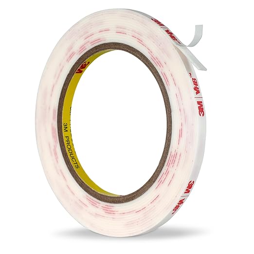 3M Double Sided Tape 1/4''x15.4Ft, White 4950 0.043in Thick Heavy Duty Foam Tape Waterproof Wall Tape for Hanging Picture Frames Signs, LED Light Strips, Home Office Decorative Trim