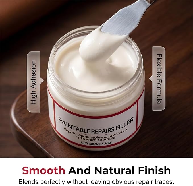 LECDOA Leather Filler, Flexible Fast Drying Leather Repair Compound, Paintable Waterproof Leather Repair Paste, Fixes Holes Tears Cracks Scratches for Car Seats Furniture Shoes (3pcs)