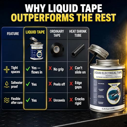 5.29OZ Liquid Electrical Tape, White Insulating Glue with Brush Cap, Waterproof & Flexible Rubber Coating, Quick-Drying for Wires, Cables, Outdoor Electrical Connectors, Marine, Automotive Use