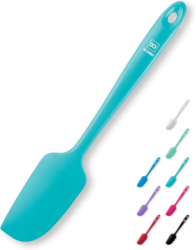 DI ORO Mini Spatula - Small Spatulas Silicone Heat-Resistant up to 600°F - Silicone Kitchen Scraper for Baking & Cooking BPA Free - Mixing Spatula Dishwasher Safe - Nonstick Cookware Safe (Teal)