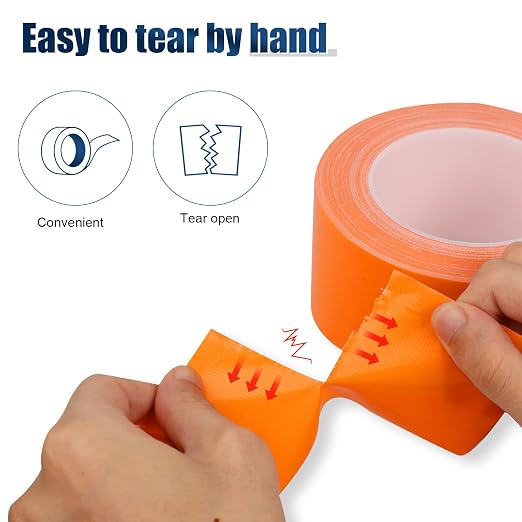 Orange Duct Tape Heavy Duty, 1.88 Inch x 35 Yard Waterproof Strong Adhesive Duct Tape for Indoor Outdoor Repairs Tear by Hand, 1 Roll