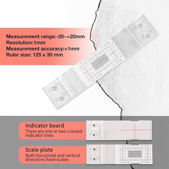 Standard Tell-Tale Crack Monitor – Precision Crack Monitoring Gauge for Walls, for Internal/External Use, with Screws & Record Sheet