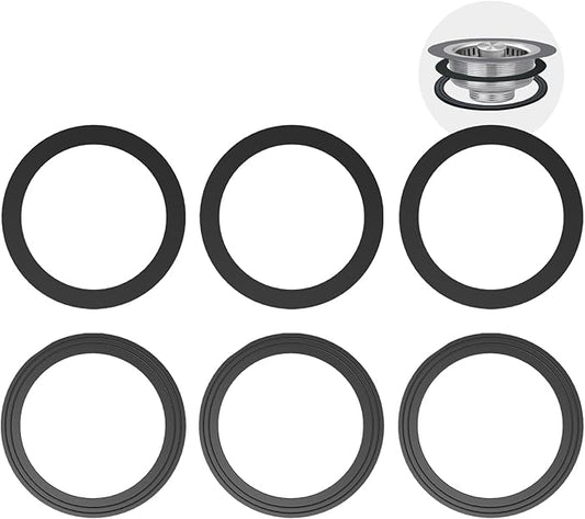 RQYEKDO 2PC Kitchen Sink Strainer Gasket Seal Rings,Fits Standard 3-1/2 inch Sink Drains,Garbage Disposal Rubber Seal Kit for InSinkErator 80032 Compatible Models, No Plumber's Putty Required (3Pack)
