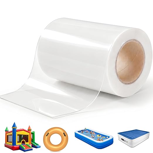 16.4FT x 5 Inch TPU Waterproof Repair Tape, Heavy Duty Vinyl Patch Kit for Inflatable Pool, Floats, Air Mattress, Bounce House, Tent, Canvas, Canopy & RV Awnings – Extra Long Clear Sealing Roll