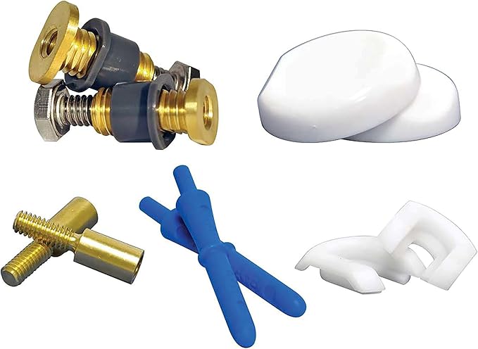 NEXT BY Danco Zero Cut Bolts | Brass Toilet Mounting Bolts | Toilet Repair | White Bolt Caps | Toilet Bolts Screws (10770), "adjustment is 1"" to 3"""