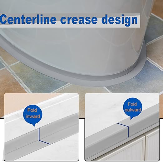 2 Pack Tape Caulk Strip PVC Self Adhesive, Waterproof Caulking Sealing Tape, Shower Floor Wall Edge Protector, Caulking Sealing Tape for Kitchen, Sink (Gray), White