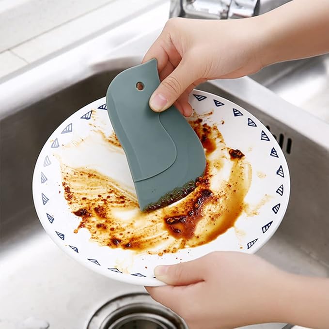 6 PACK Multifunctional Penguin Shape Silicone Scraper Soft Kitchen Cleaner Cleaning Tools Accessories for Pans Bowls (3 Colors)
