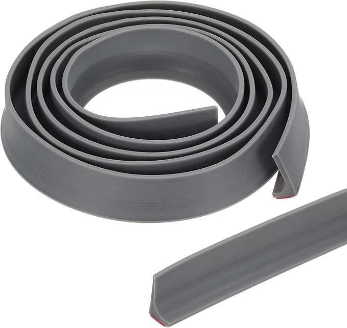 PATIKIL 118 Inch Collapsible Shower Threshold Water Dam Guard, Shower Stopper Barrier Self Adhesive Sink Splash Guard for Frameless Shower Door Bottom, Gray (1.2"Wx0.6"T)
