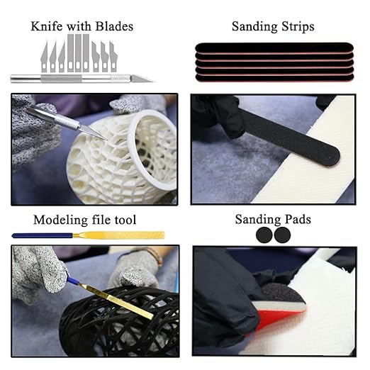 46PCS 3D Printer Accessories, Resin 3D Printer Post-Processing Tool Set with Silicone Mat, Gloves, Resin Funnels, Cleaning and Removal Tool for SLA/DLP Printing