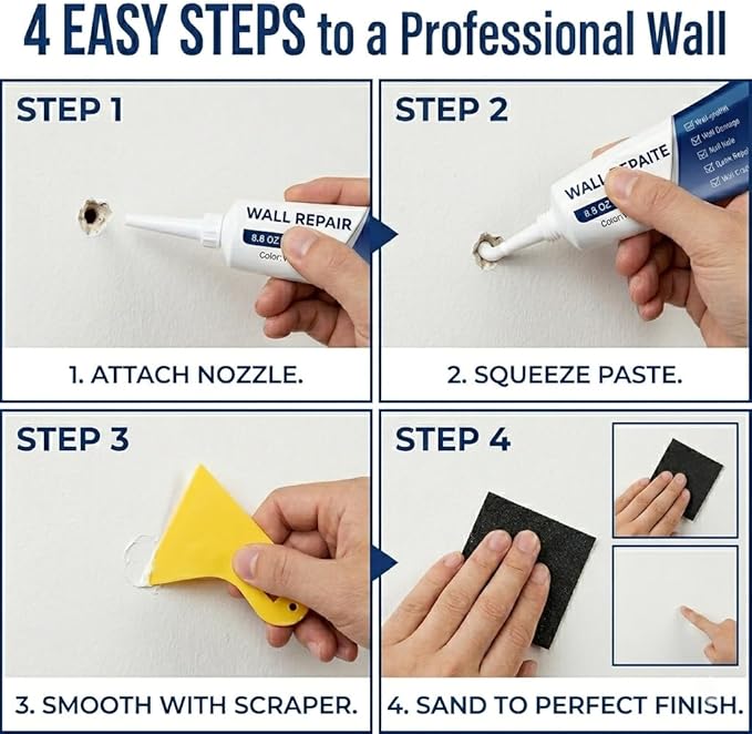 Efficient Drywall Repair Kit with Scraper, Wall Mending Agent for Holes & Cracks, Quick Drying Drywall Patch Paste Multi-Functional Kit for DIY Home Fix (1 pcs)
