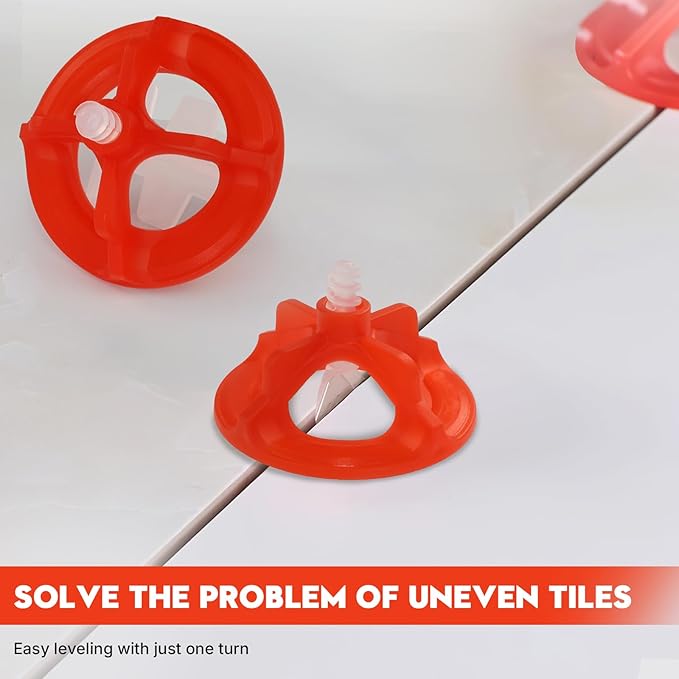 DGSL Tile Leveling System 1/8", 600 Pcs Tile Spacers and 200 Pcs Red Cap, Tile Spacers Leveling System for Professional Ceramic Tile and Stone Installation, Precision Gap Control