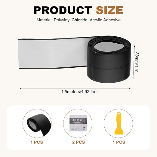 uxcell Caulk Tape Waterproof, 1.5 Inch x 4.92 ft Self-Adhesive Sealant Sealing Strip Caulking Sealant Tape PVC with Tool for Kitchen Sink Toilet Bathroom Bathtub Floor, Black