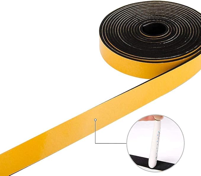Neoprene Foam Weather Stripping, 2 Inch Wide X 3/8 Inch Thick, Door Jamb Seal Strip with Adhesive Backing for Doors & Windows, Total 6.5 Feet Long
