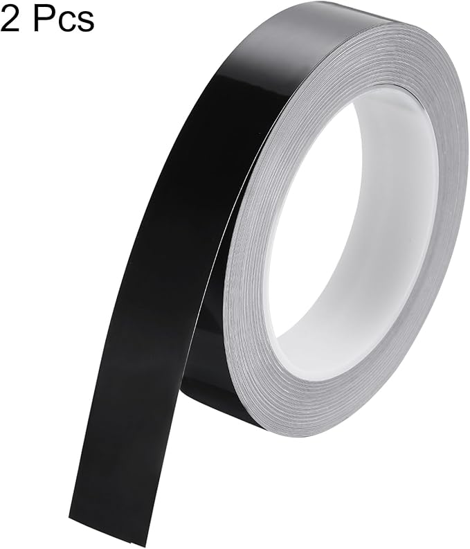 HARFINGTON 2Pcs Floor Tiles Black Foil Lines Metallic Mirror Tape 0.98" x82 Ft Ft Self Adhesive Decor Floor Wall Seam Sticker Waterproof Gap Sealing Tape for Kitchen Bathroom Cabinet