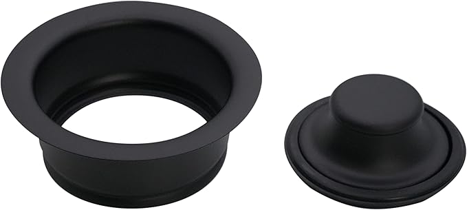 Westbrass D2089-62 4-1/4" Kitchen Sink Waste Disposal Drain Flange and Stopper, Matte Black