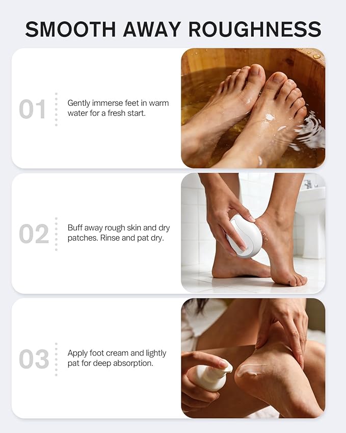BEZOX Glass Pumice Stone, Foot File Callus Remover for Feet, Professional Foot Scrubber for Dead Skin & Cracked Heels – Premium Pedicure Tools with Anti-Slip Handle and Protective Cover - White