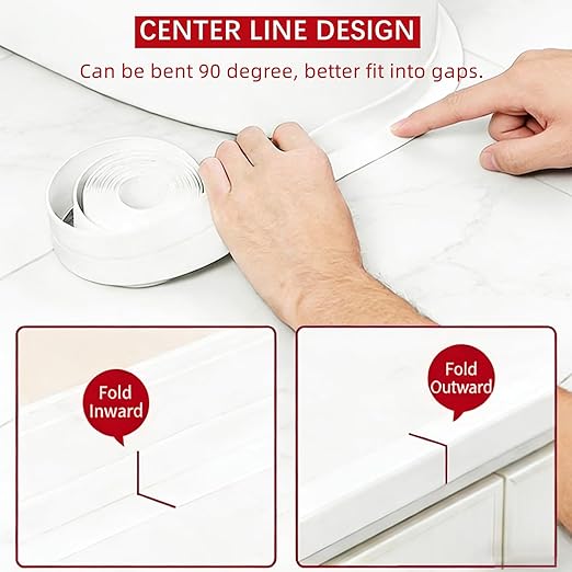 Caulk Tape Waterproof Self Adhesive 1.5" x16.4ft 2 Rolls White Toilet Caulk Sealant Tape, Shower Sealing Strip for Kitchen, Bathroom, Sink, Bathtub Toilet Edge Protector.