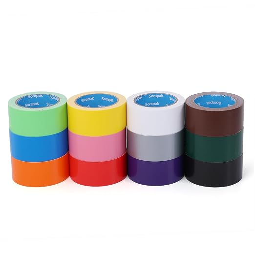 Colored Duct Tape 12 Pack, 2 in x 20 yd, Rainbow Tape for DIY Crafts | Strong Adhesive, Easy Tear, Waterproof for Packing, Repairs, Color Coding, Home, School & Office