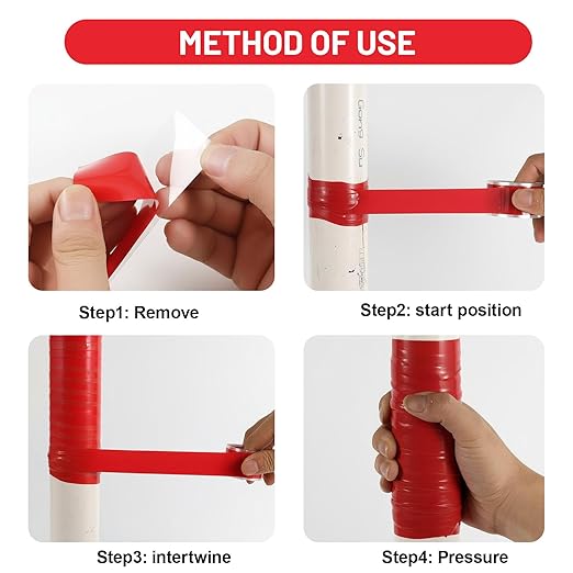 2-Pack Red Rubber Splicing Tape (20 Ft Total) - Self Fusing Emergency Repair Tape for Wiring & Marking - Non-Slip Silicone Grip for Handlebars - Easy-Peel Liner, 1 Inch x 10 Feet