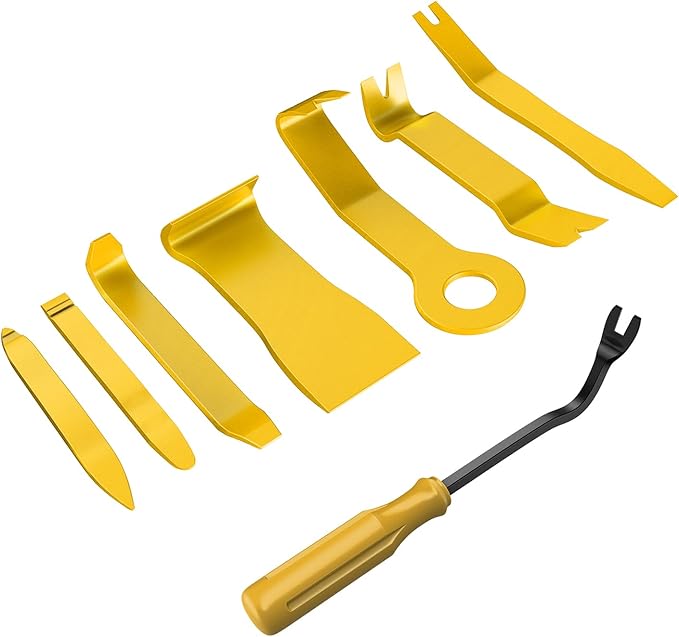 GOOACC 8PCS Auto Trim Scratch Removal Tool Car Audio Dash Panel Window Molding Fastener Remover Tool Kit-Yellow