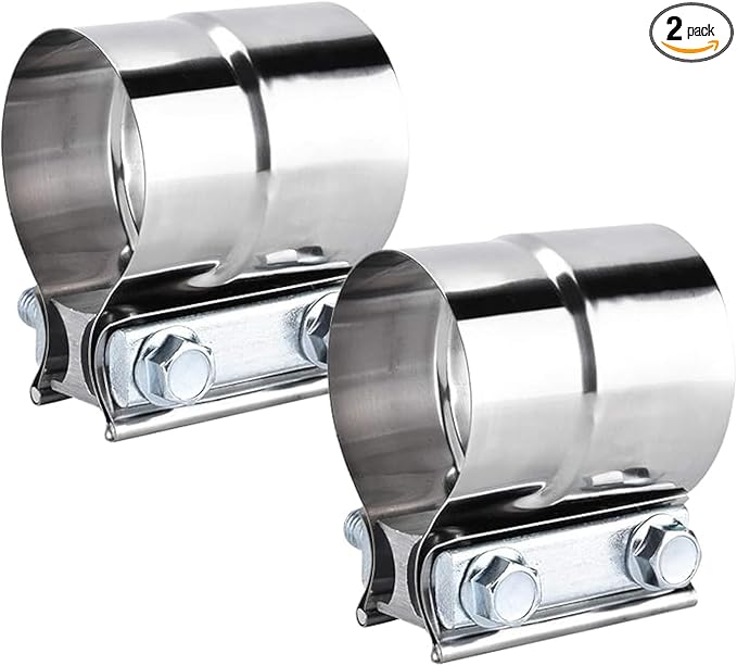 3.0 Inch Exhaust Clamps,DecoHongDi Lap Joint Exhaust Band Muffler Pipe Repair 304 Stainless Steel 2 Packs