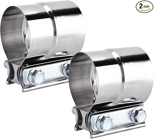 3.0 Inch Exhaust Clamps,DecoHongDi Lap Joint Exhaust Band Muffler Pipe Repair 304 Stainless Steel 2 Packs