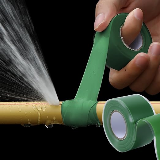 2-Pack Green Silicone Tape (20 Ft Total) - Flexible Grip Tape for Sport Rackets & Fishing Rods - Leak Seal Repair for Irrigation Pipes - Easy-Peel Liner, 1 Inch x 10 Feet