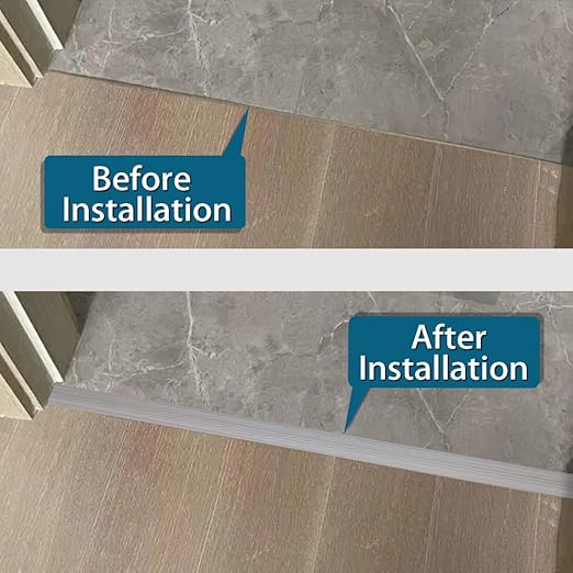 Floor Transition Strip 1.57" Self Adhesive Flat Vinyl Flooring Transitions Strip with Strong Backing Wood Grain (4cm, 10FT, Grey Wood Grain)