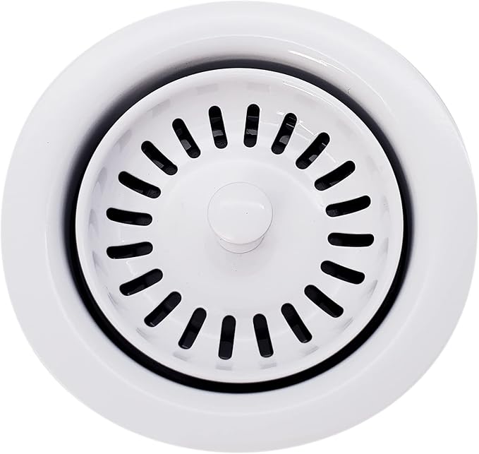 Westbrass CO2165S-50 COMBO PACK 3-1/2" Post Style Large Kitchen Sink Basket Strainer and Waste Disposal Drain Flange with Basket Strainer, Powder Coat White