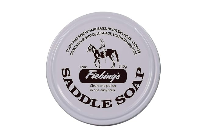 Fiebing's White Saddle Soap for Leather (12 oz Tin) - Cleaner & Conditioner to Soften, Protect & Restore Leathercraft - Soap for Car Seat, Couch, Shoe, Purse, Boot, Bag, & Saddles