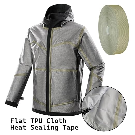AHANDMAKER 65.61 FT x 0.8 Inch Cloth Heat Sealing Tape Waterproof Iron-On Seam Sealing Fabric Adhesive Repair Tape Heat Proof Cloth Tape for Jacket Sportswear Raincoat, Yellow Green