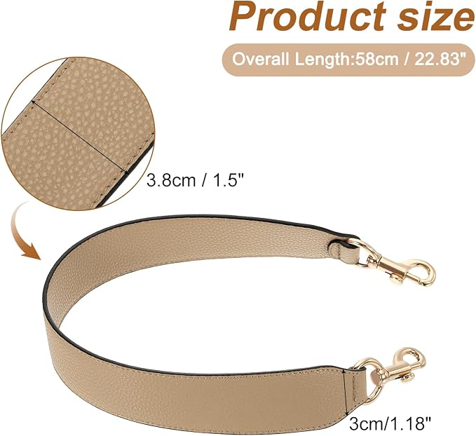 uxcell 22.83 Inch PU Leather Short Bag Strap with Clasp, Purse Handles Handbags Replacement Straps for Clutch Bag Crossbody Underarm Bags, Tawny, Gold Buckle