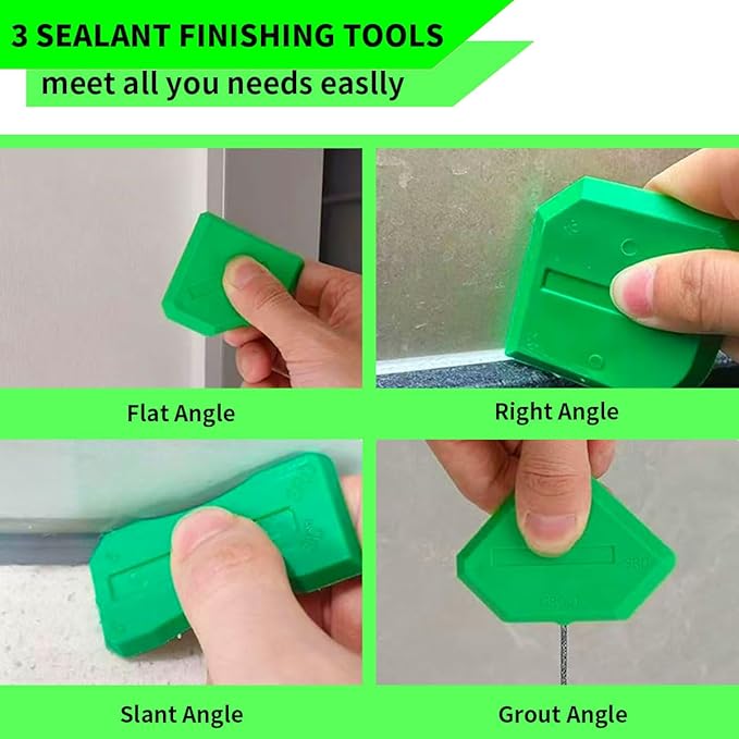 Caulk Gun Kit, Caulking Gun No Drip with 3 Silicone Caulking Tool and 3 in 1 Caulk Remover Tool, 15:1 Thrust Ratio, Professional Hand Caulking Gun Tool