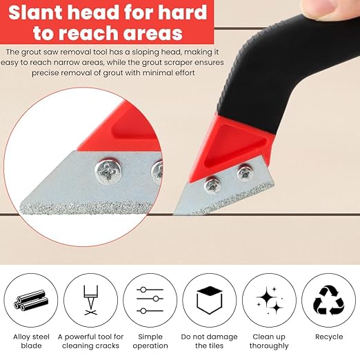 11 Pack Grout Removal Tool Kit, Long-Lasting Saw Angled Tile Grout Remover with 2 Tile Grout Saws 6 Replacement Blades & 2 Grout Cleaning Blades, for Tile Cleaning