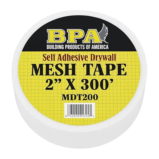 BPA Mesh Drywall Tape, 2 Inch x 300 Ft Roll – Self-Adhesive Fiberglass Joint Tape for Drywall Repair, Cracks, and Wall Reinforcement