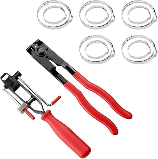 Car CV Joint Boot Clamp Pliers Kit, Carbon Steel Vehicle Joint Ear Clamp Banding Tool with Adjustable CV Boot Band Clamps, Automotive Repair Tool, Universal for SUV Automobile Truck (Red)