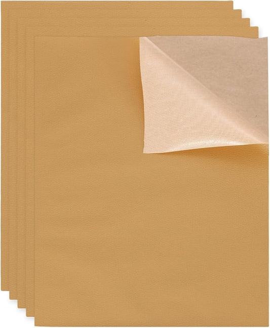 MECCANIXITY 3 Pcs Leather Repair Patch 10"x12" Self-Adhesive Leather Vinyl Repair Tape Kit for Furniture Couches Sofa Chair Car Boat Seats Jackets, Khaki