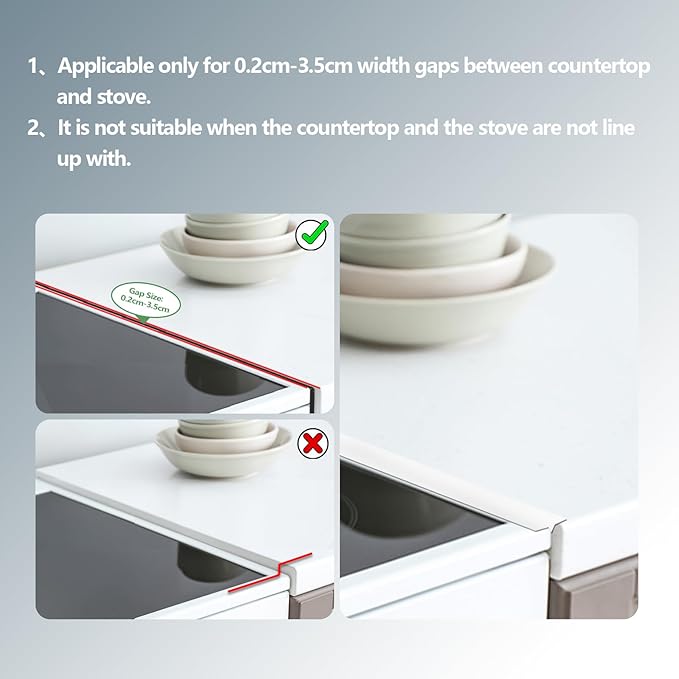 Silicone Stove Gap Covers (2PCS), 25 inch Stove Gap Filler Between Stovetop and Counter, Heat Resistant and Easy Clean Guard, Semi-Clear