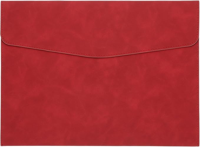 PATIKIL PU Leather A4 File Folder, Document Holder Filing Organizer Portfolio Envelope Folder Case with Snap Closure for Letter Receipt, Red