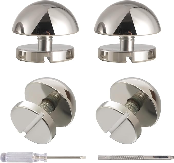 Notgia 8 Sets 12MM Purse Hardware Brass Studs for Clothing Rivets for Leather Purse Feet for Handbags Spikes and Studs for Repair and Decorate Clothing Shoes Belt Pet Collar Leather Craft (Silver)
