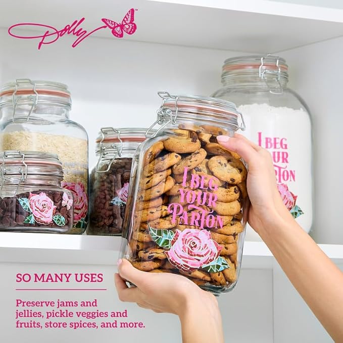 Dolly Parton Preserving Clamp Jar, 101 oz (3000ml), Pink