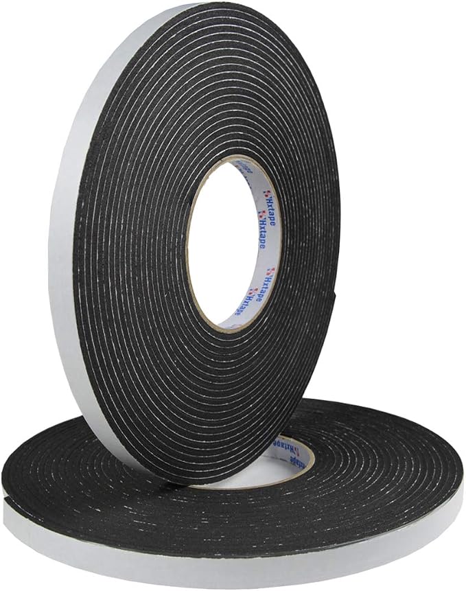 Seal Foam Tape,1/8" Thick-1/2-33ft 2Rolls, Weather Stripping for Door and Window,High Density Single Sided Closed Cell Door Insulation Weather Strip, Black