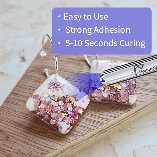 Honcaring UV Resin Kit with Light, Fast Drying Beginner-Friendly Kit, Bonding & Repairing in Seconds, 30g/1oz Clear UV Glue with UV Penlight for Resin, Plastic, Glass, Acrylic