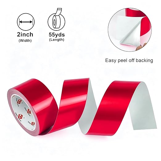 BOMEI PACK Aluminum Foil Tape,Heavy Duty Metal Foil Duct Tape (Red, 2 Inch)