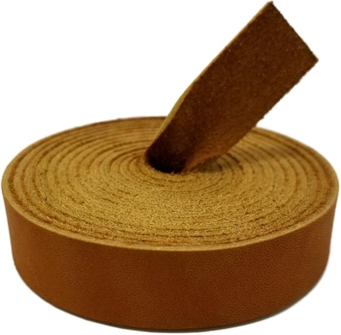 TOFL Genuine Leather Strap | Top Grain Cowhide Strip – Tan (5 Pack) | 72" L x 5/8" W x 1/16" Thick | Suede Backing | Leather Craft Supplies | Leatherworking & DIY Repair Projects | 4-5 oz