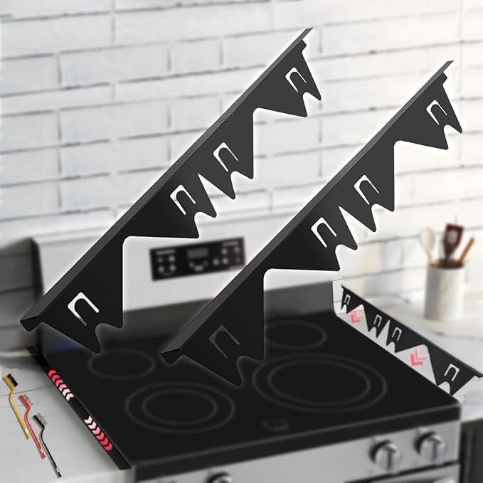 Stove Gap Covers Stainless Steel,2PC Adjustable Length 13.8"–27.5" Width 0.79" Stoves Gap Filler,Heat Resistant&Rustproof Counter Gap Protector,Easy Clean Kitchen Accessories,Bonus 3 Cleaning Brush