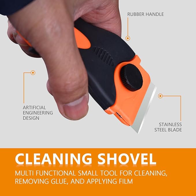 Multi functional cleaning shovel tool, ergonomically designed, suitable for paint scrapers on glass, stickers, tones, stickers, labels, sealants, adhesives