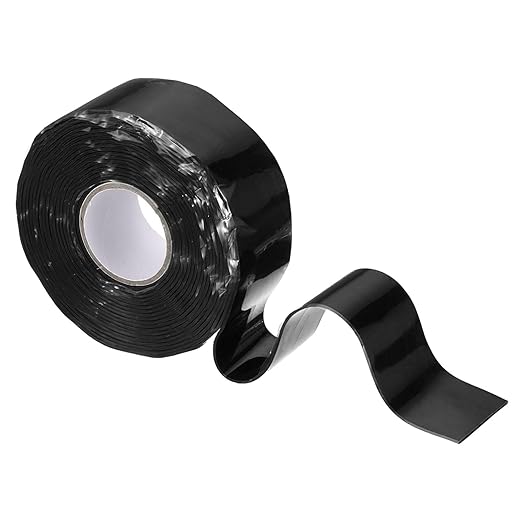 uxcell Self Fusing Silicone Tape, 1" x 10ft Waterproof Water Leak Sealing Tape for Plumbing Pipe Hose Repair Handles, Black (0.5mm Thick)